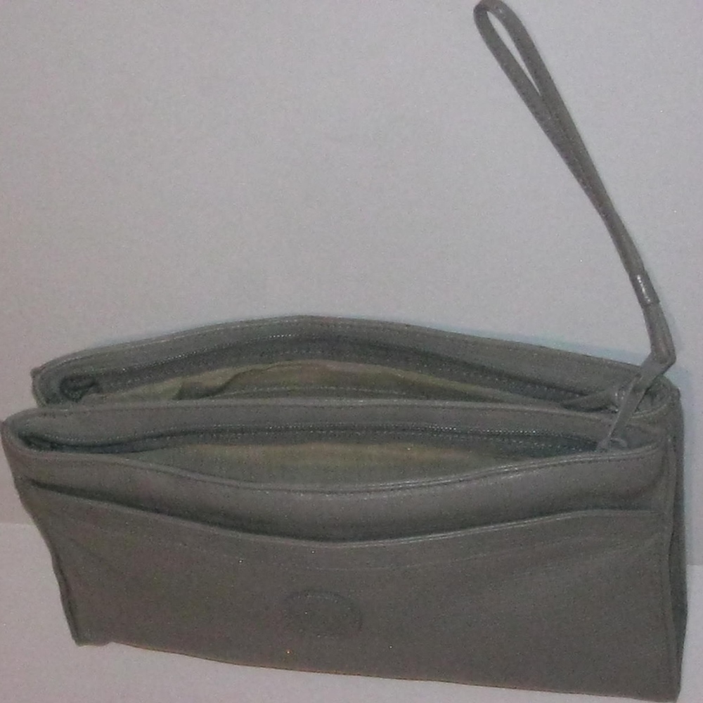 New, Vintage Liz Claiborne, Gray Leather Clutch